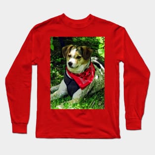 Dogs - Dog in Red Scarf Long Sleeve T-Shirt